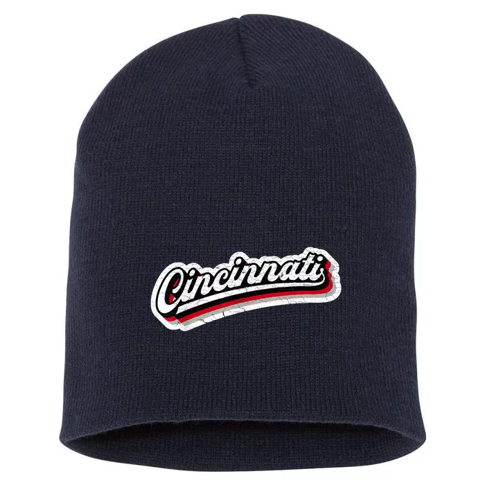 Cincinnati Baseball Throwback – Classic Retro Vintage Short Acrylic Beanie