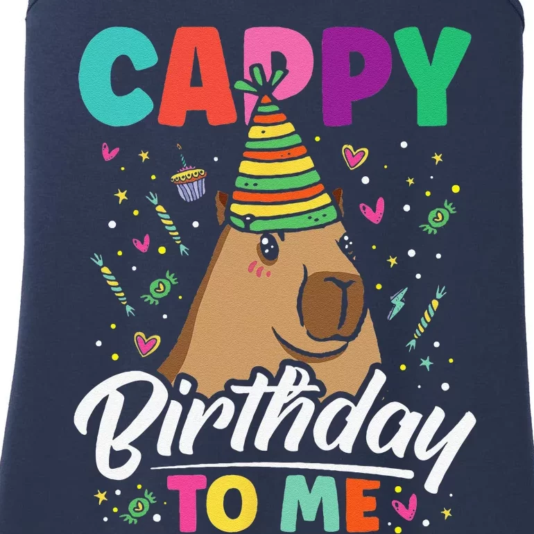 Cappy Birthday To Me Cute Capybara Rodent Capyzilla Bday Ladies Essential Tank