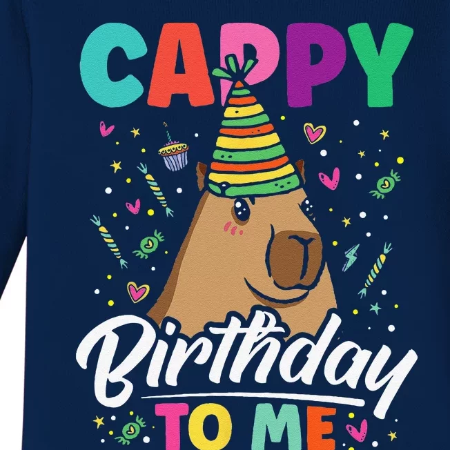 Cappy Birthday To Me Cute Capybara Rodent Capyzilla Bday Baby Long Sleeve Bodysuit