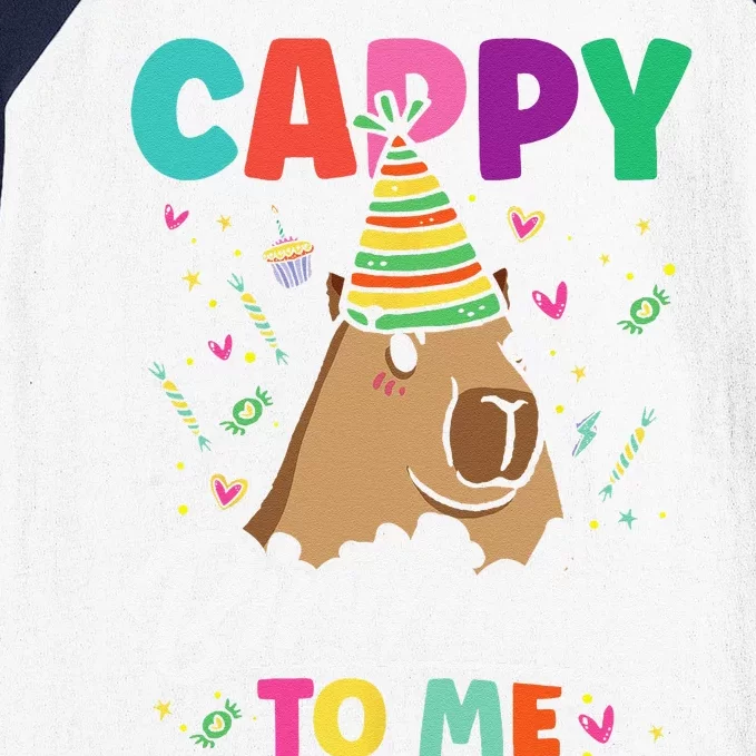 Cappy Birthday To Me Cute Capybara Rodent Capyzilla Bday Baseball Sleeve Shirt