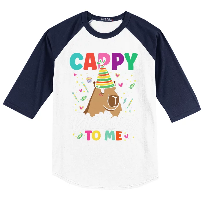 Cappy Birthday To Me Cute Capybara Rodent Capyzilla Bday Baseball Sleeve Shirt