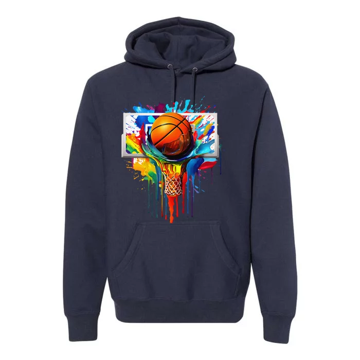 Colorful Basketball Tie Dye Color Splash Hoop Net Slam Dunk Premium Hoodie