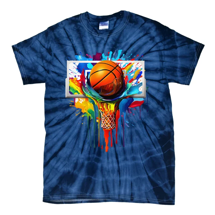 Colorful Basketball Tie Dye Color Splash Hoop Net Slam Dunk Tie-Dye T-Shirt