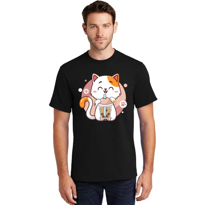 Cat Boba Tea Bubble Tea Anime Kawaii Neko Tall T-Shirt