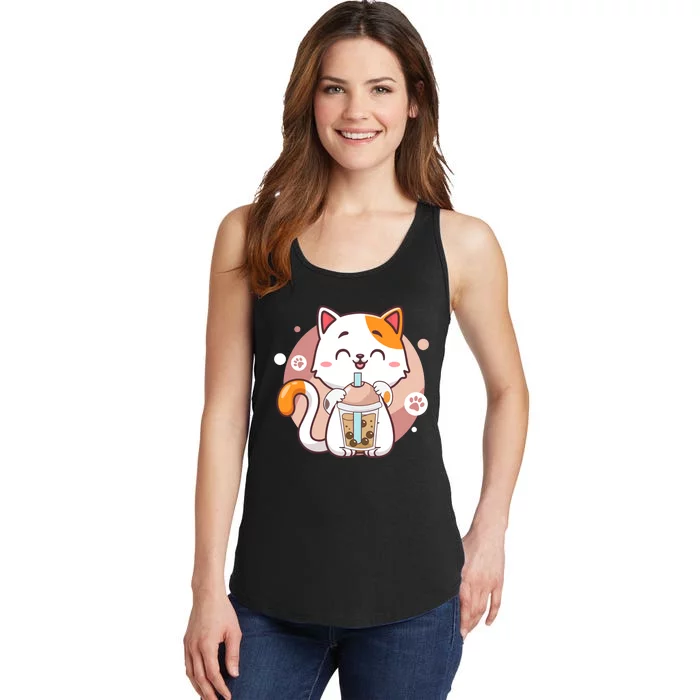 Cat Boba Tea Bubble Tea Anime Kawaii Neko Ladies Essential Tank