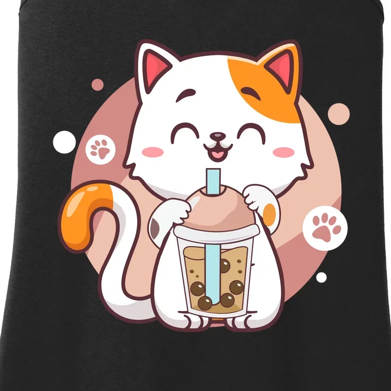 Cat Boba Tea Bubble Tea Anime Kawaii Neko Ladies Essential Tank