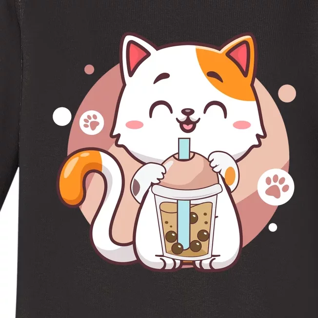 Cat Boba Tea Bubble Tea Anime Kawaii Neko Baby Long Sleeve Bodysuit