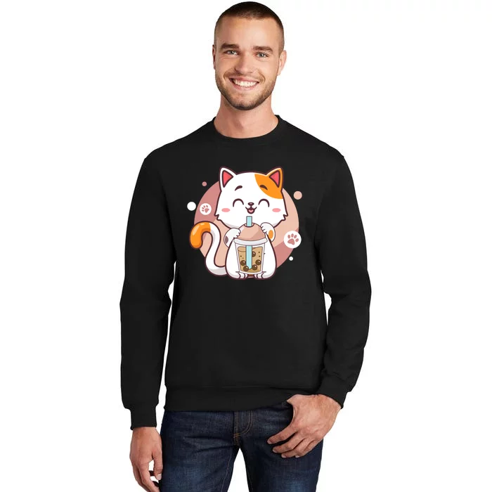 Cat Boba Tea Bubble Tea Anime Kawaii Neko Tall Sweatshirt