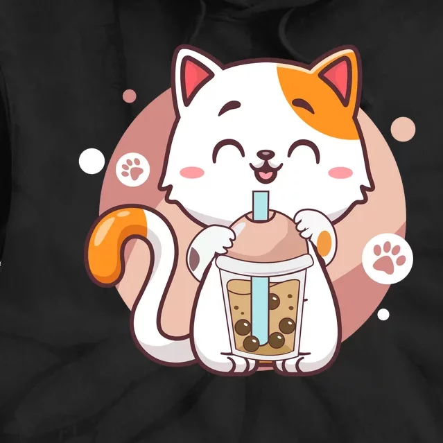 Cat Boba Tea Bubble Tea Anime Kawaii Neko Tie Dye Hoodie