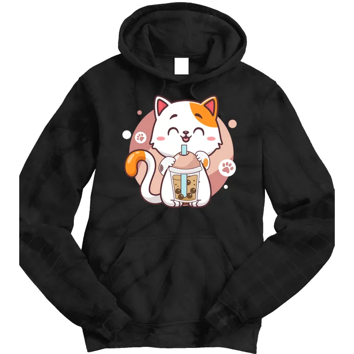 Cat Boba Tea Bubble Tea Anime Kawaii Neko Tie Dye Hoodie