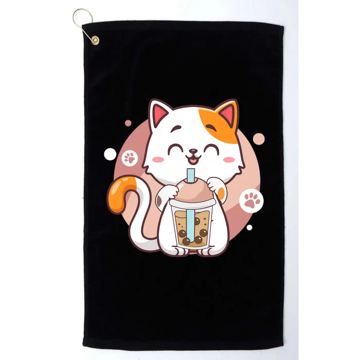 Cat Boba Tea Bubble Tea Anime Kawaii Neko Platinum Collection Golf Towel