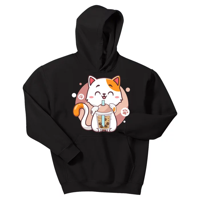 Cat Boba Tea Bubble Tea Anime Kawaii Neko Kids Hoodie