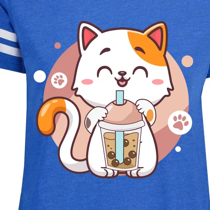 Cat Boba Tea Bubble Tea Anime Kawaii Neko Enza Ladies Jersey Football T-Shirt