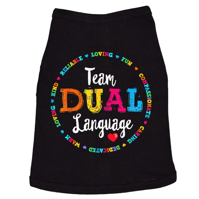 Cute Back To School Squad Team Dual Language Teachers Doggie Tank