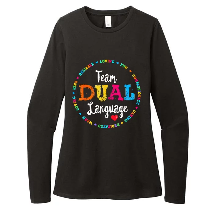 Cute Back To School Squad Team Dual Language Teachers Womens CVC Long Sleeve Shirt