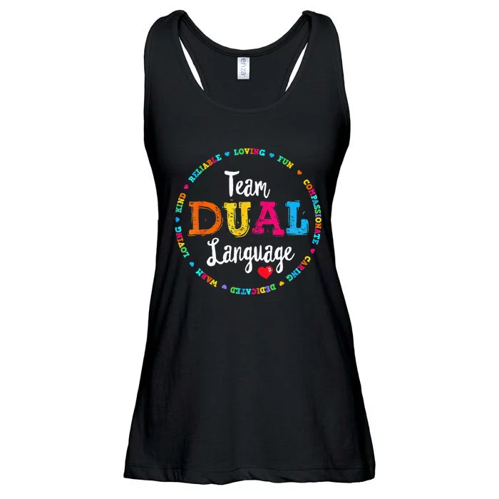 Cute Back To School Squad Team Dual Language Teachers Ladies Essential Flowy Tank