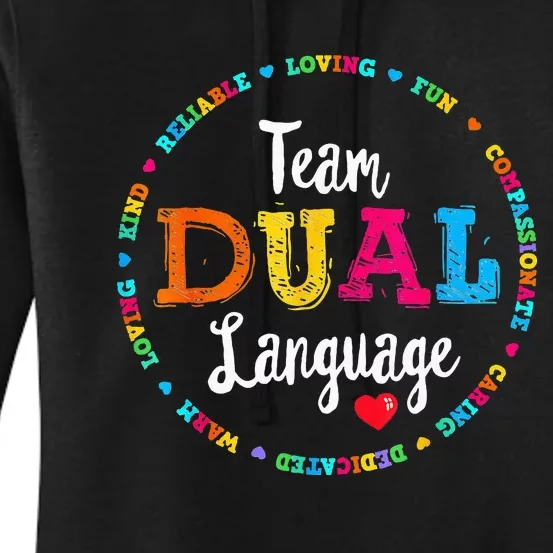 Cute Back To School Squad Team Dual Language Teachers Women's Pullover Hoodie