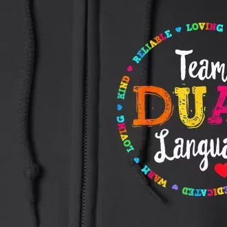 Cute Back To School Squad Team Dual Language Teachers Full Zip Hoodie