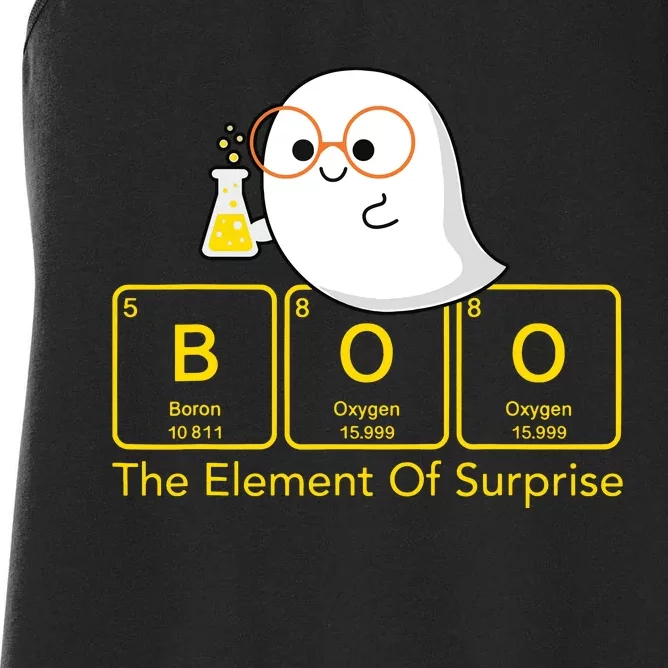 Chemistry Boo The Element Of Surprise Cute Chemist Halloween Women's Racerback Tank