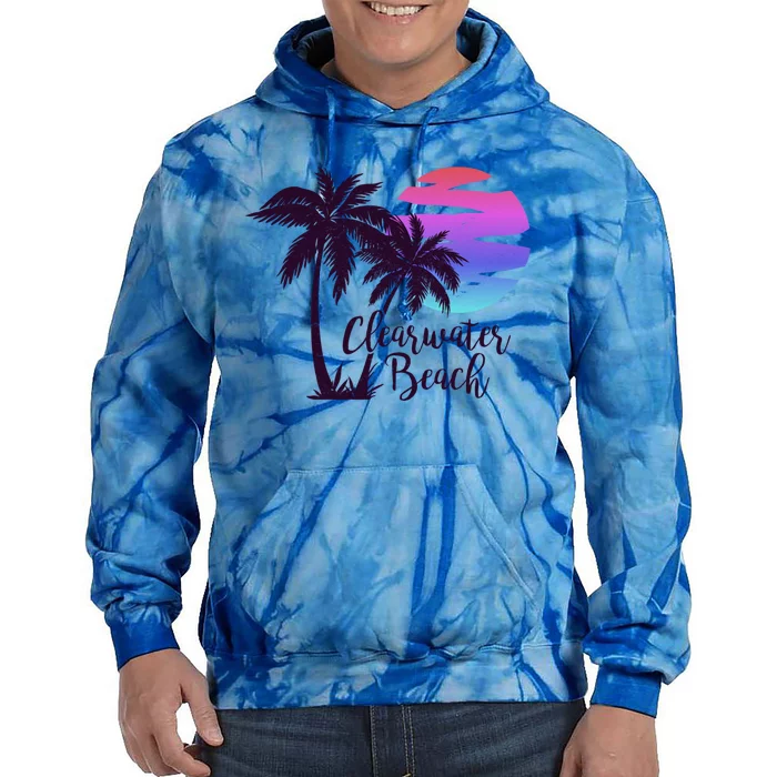 Clearwater Beach Trip Vacation Spring Break Sunset Graphic Gift Tie Dye Hoodie