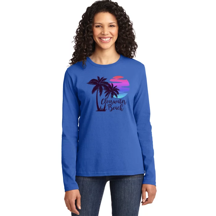 Clearwater Beach Trip Vacation Spring Break Sunset Graphic Gift Ladies Long Sleeve Shirt