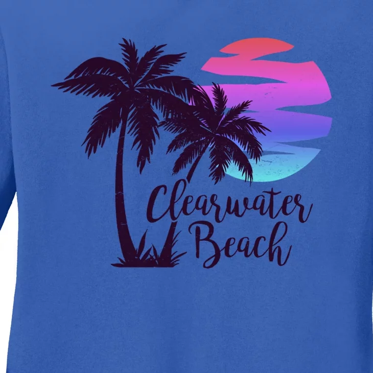 Clearwater Beach Trip Vacation Spring Break Sunset Graphic Gift Ladies Long Sleeve Shirt