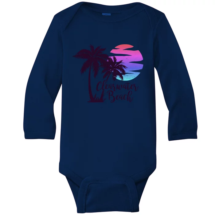 Clearwater Beach Trip Vacation Spring Break Sunset Graphic Gift Baby Long Sleeve Bodysuit