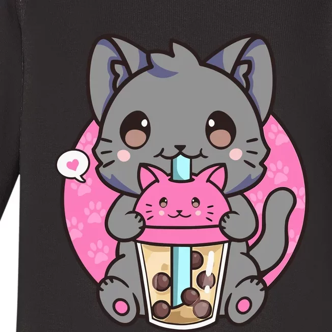 Cat Boba Tea Kawaii Anime Funny Gifts For Girl Boy Teens Baby Long Sleeve Bodysuit