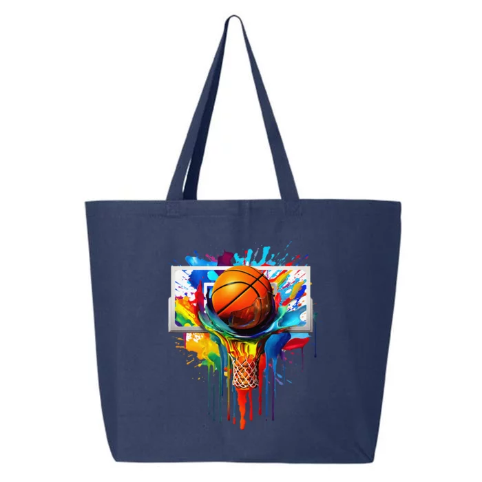 Colorful Basketball Tie Dye Color Splash Hoop Net Slam Dunk 25L Jumbo Tote