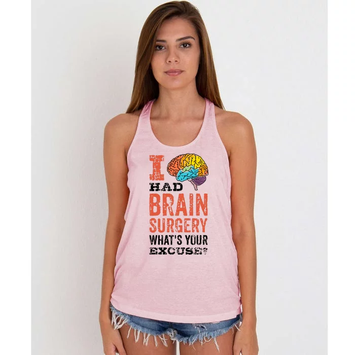 Colorful Brain Tumor I Had Brain Surgery Whats Your Excuse Brain Tumor Women's Knotted Racerback Tank