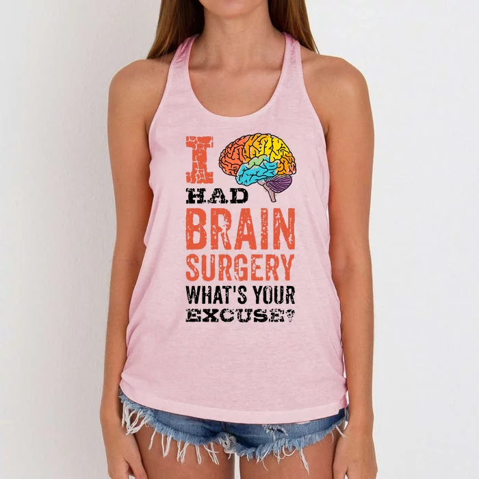 Colorful Brain Tumor I Had Brain Surgery Whats Your Excuse Brain Tumor Women's Knotted Racerback Tank