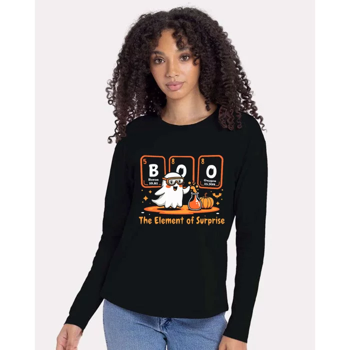 Chemistry Boo The Element Of Surprise Cute Chemist Halloween Womens Cotton Relaxed Long Sleeve T-Shirt