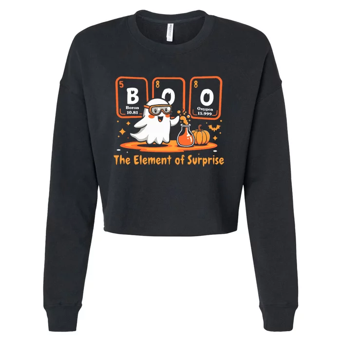 Chemistry Boo The Element Of Surprise Cute Chemist Halloween Cropped Pullover Crew