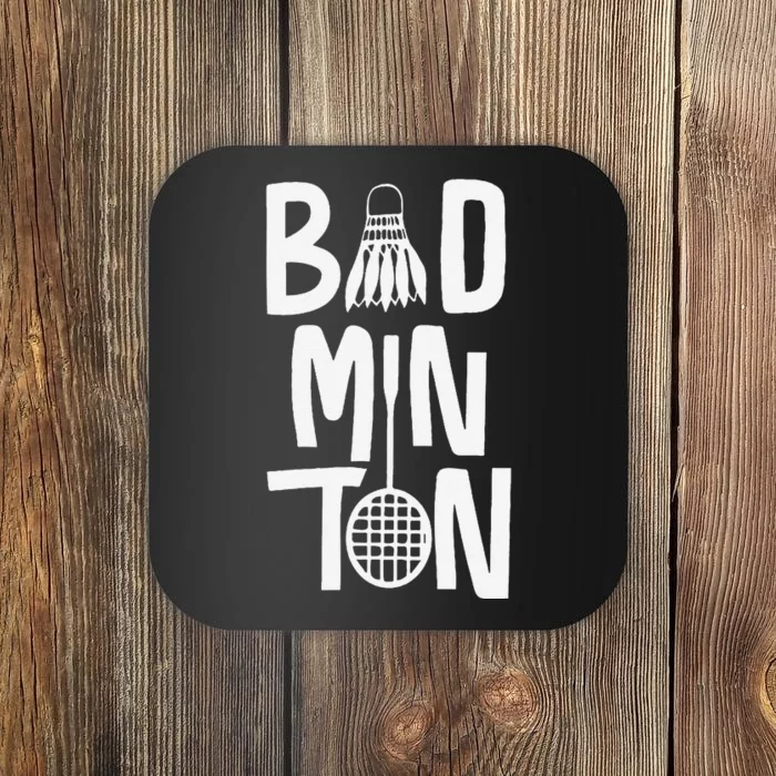 Cool Badminton Typography With Badminton Shuttlecock &Racket Coaster