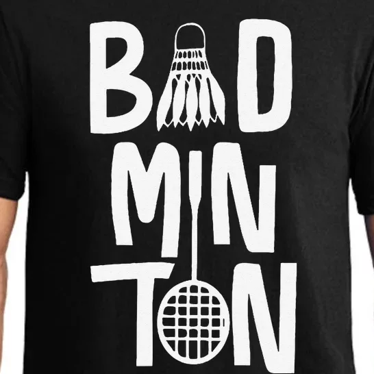 Cool Badminton Typography With Badminton Shuttlecock &Racket Pajama Set