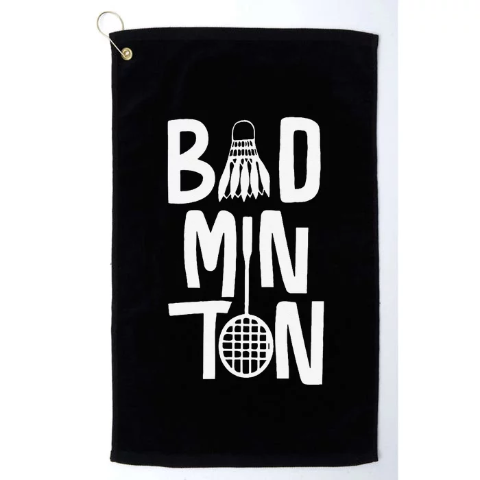 Cool Badminton Typography With Badminton Shuttlecock &Racket Platinum Collection Golf Towel