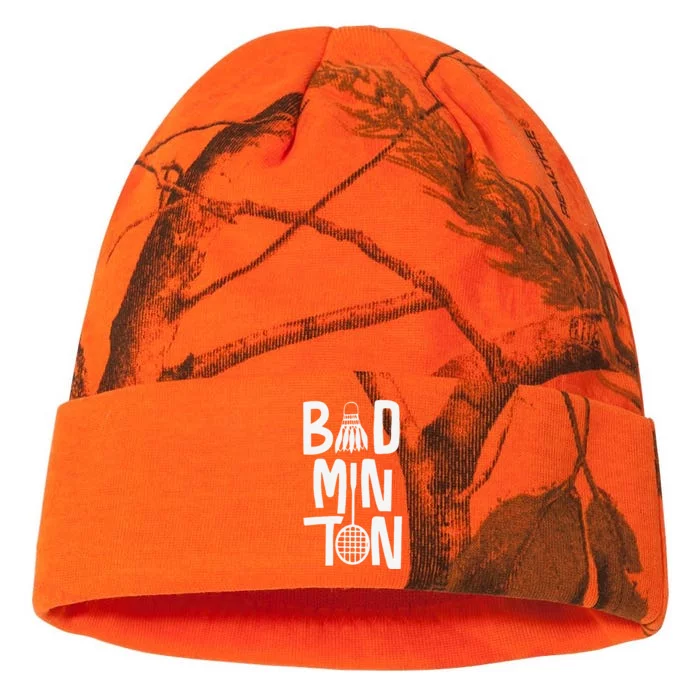 Cool Badminton Typography With Badminton Shuttlecock &Racket Kati - 12in Camo Beanie