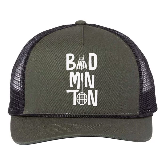 Cool Badminton Typography With Badminton Shuttlecock &Racket Retro Rope Trucker Hat Cap