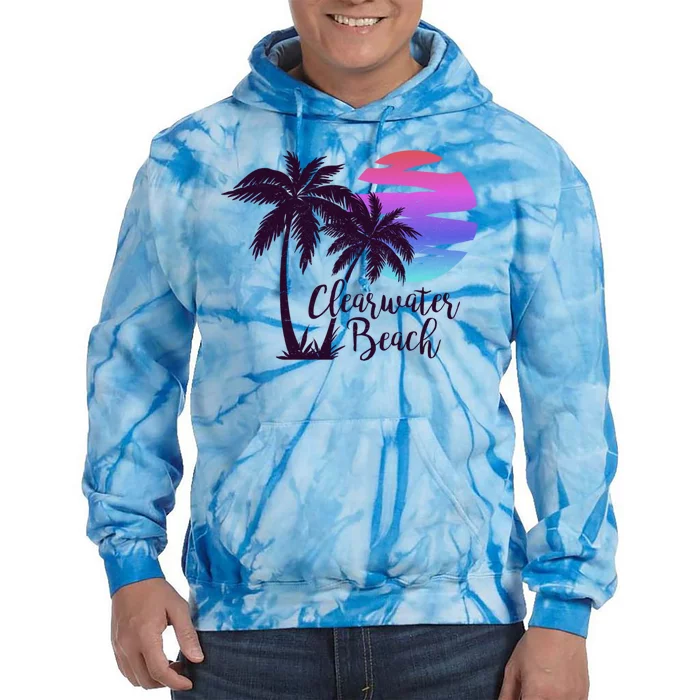 Clearwater Beach Trip Vacation Spring Break Sunset Graphic Gift Tie Dye Hoodie