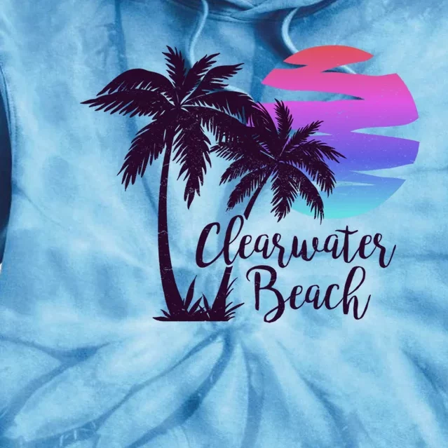 Clearwater Beach Trip Vacation Spring Break Sunset Graphic Gift Tie Dye Hoodie