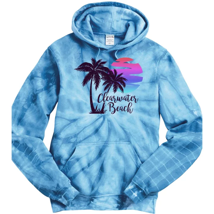 Clearwater Beach Trip Vacation Spring Break Sunset Graphic Gift Tie Dye Hoodie