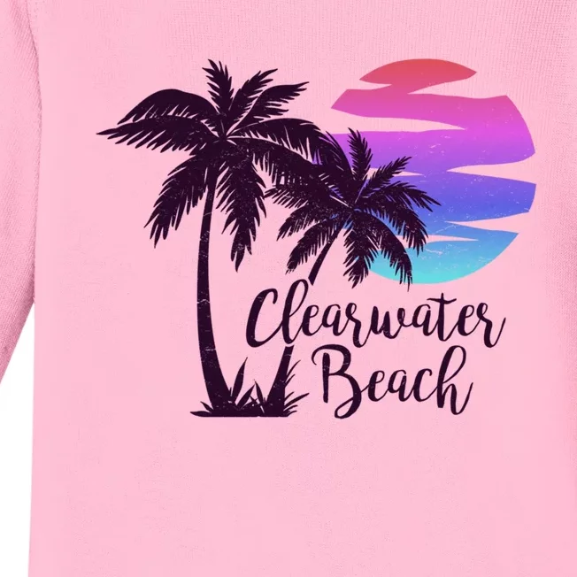 Clearwater Beach Trip Vacation Spring Break Sunset Graphic Gift Baby Long Sleeve Bodysuit