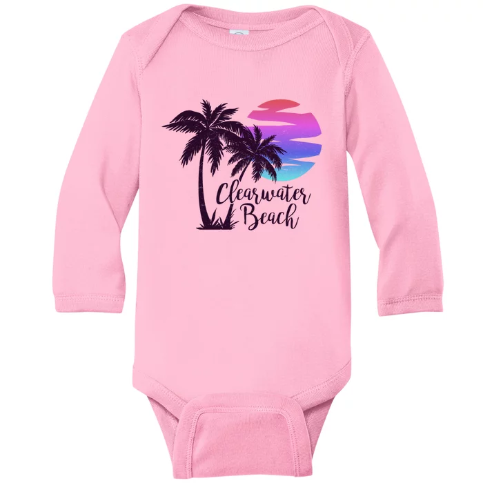 Clearwater Beach Trip Vacation Spring Break Sunset Graphic Gift Baby Long Sleeve Bodysuit