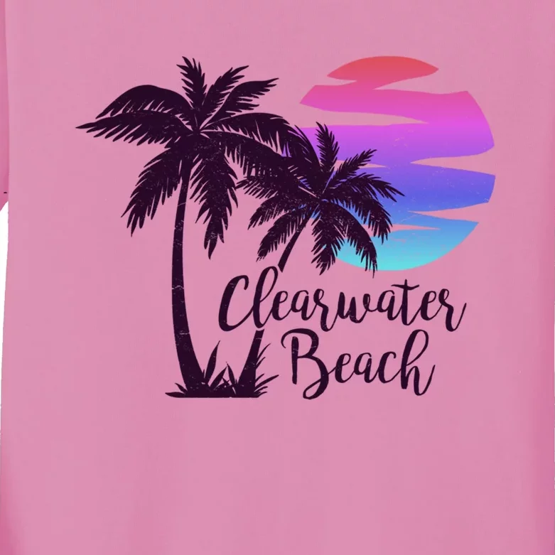 Clearwater Beach Trip Vacation Spring Break Sunset Graphic Gift Kids Long Sleeve Shirt