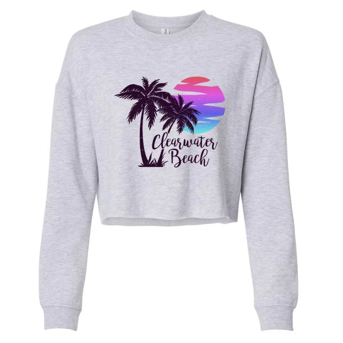 Clearwater Beach Trip Vacation Spring Break Sunset Graphic Gift Cropped Pullover Crew