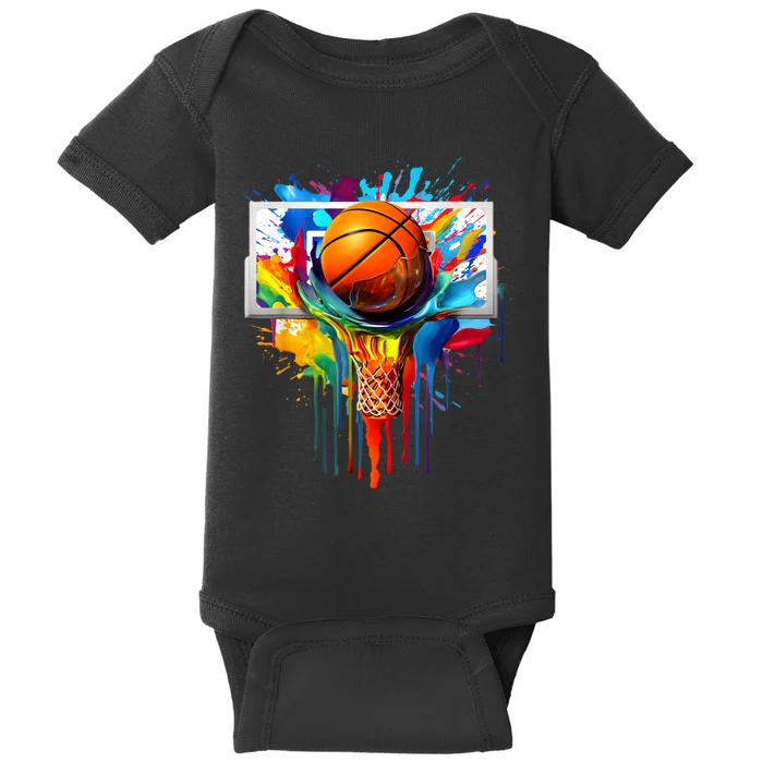 Colorful Basketball Tie Dye Color Splash Hoop Net Slam Dunk Baby Bodysuit