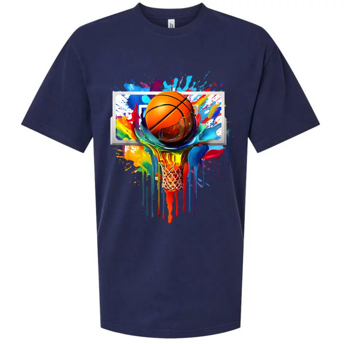 Colorful Basketball Tie Dye Color Splash Hoop Net Slam Dunk Sueded Cloud Jersey T-Shirt