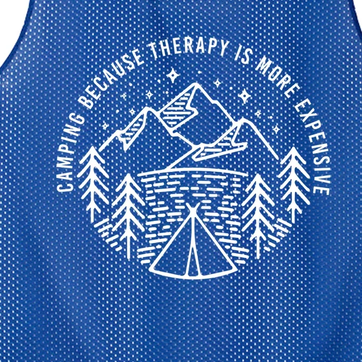 Camping Because Therapy Is More Expensive Great Gift Mesh Reversible Basketball Jersey Tank