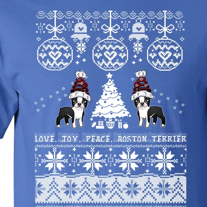 Cute Boston Terrier Christmas Sweater Gift Boston Dog Lover Tall T-Shirt