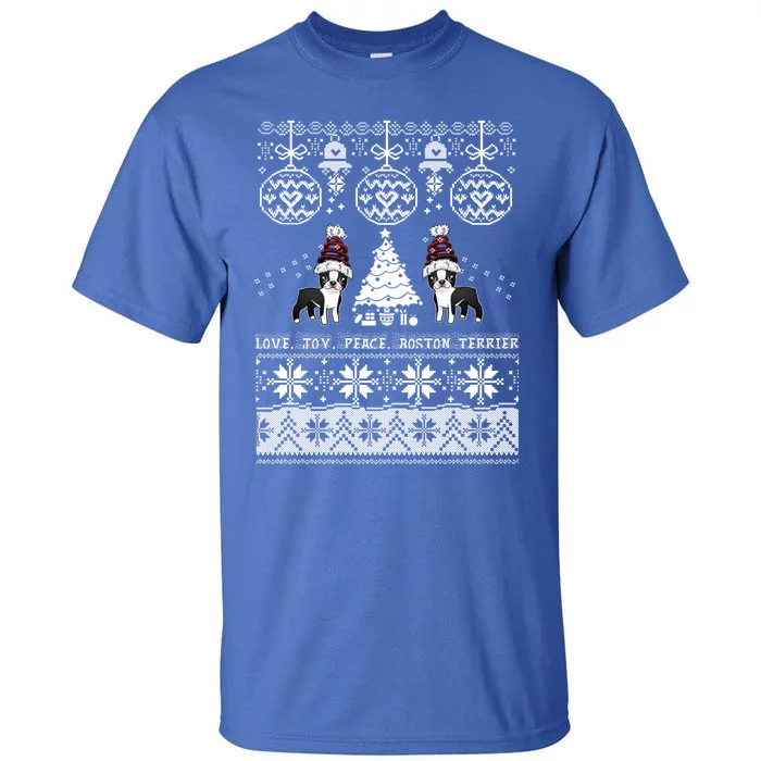 Cute Boston Terrier Christmas Sweater Gift Boston Dog Lover Tall T-Shirt